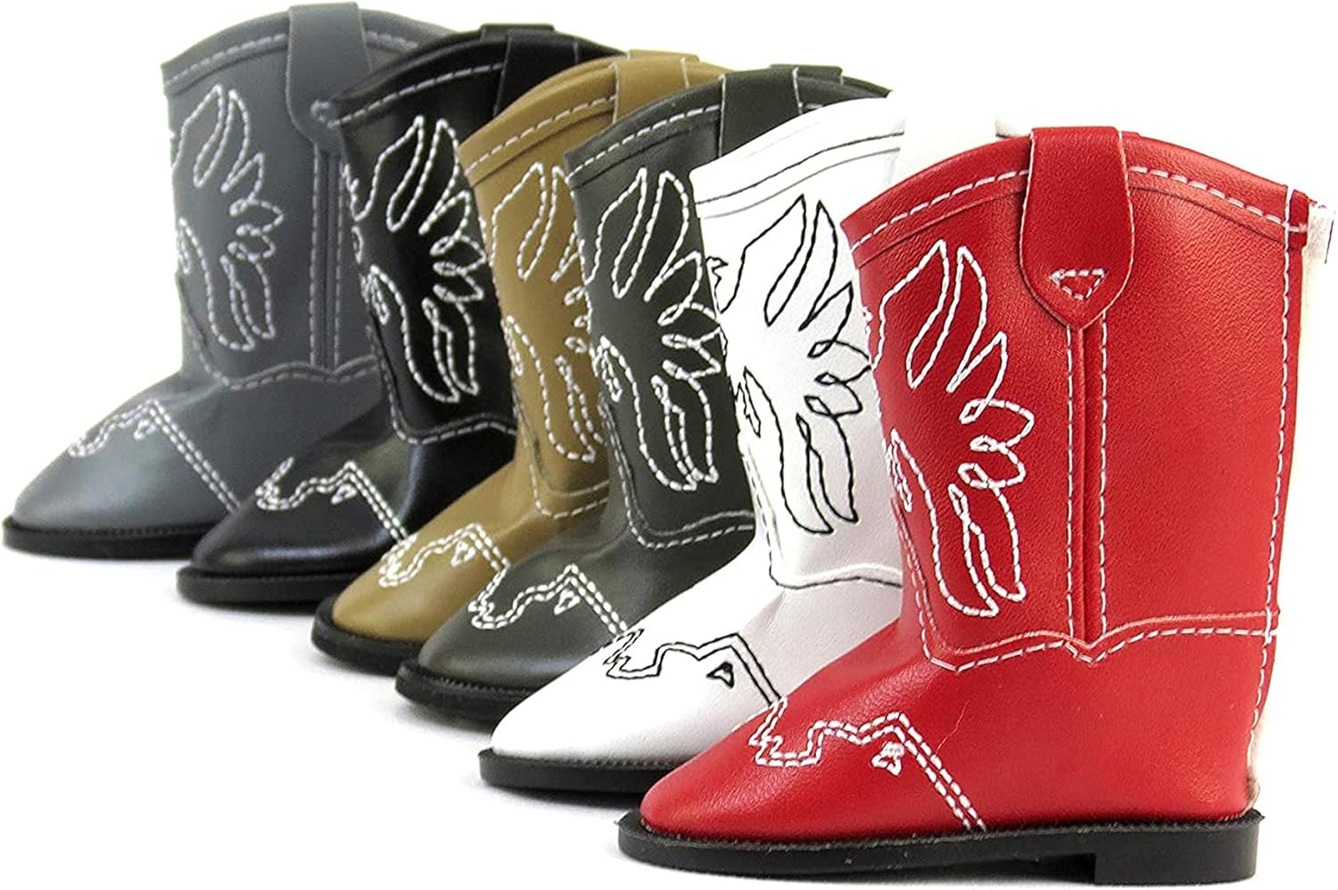 American Fashion World Brown American Eagle Cowgirl Boots for 18-Inch Dolls | Premium Quality & Trendy Design | Dolls Shoes | Shoe Fashion for Dolls for Popular Brands