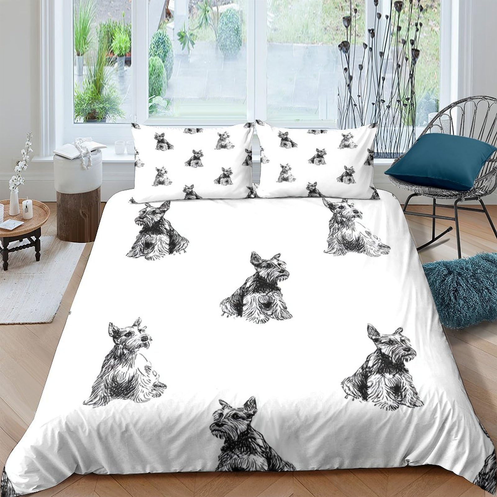 Ctjqhvkz Style-2 3D Printed Yorkshire Terrier Fitted Sheet Microfiber Soft White Dog Bed Cover For Bedroom Guestroom Decor Mattress Protection Single（135X200cm）