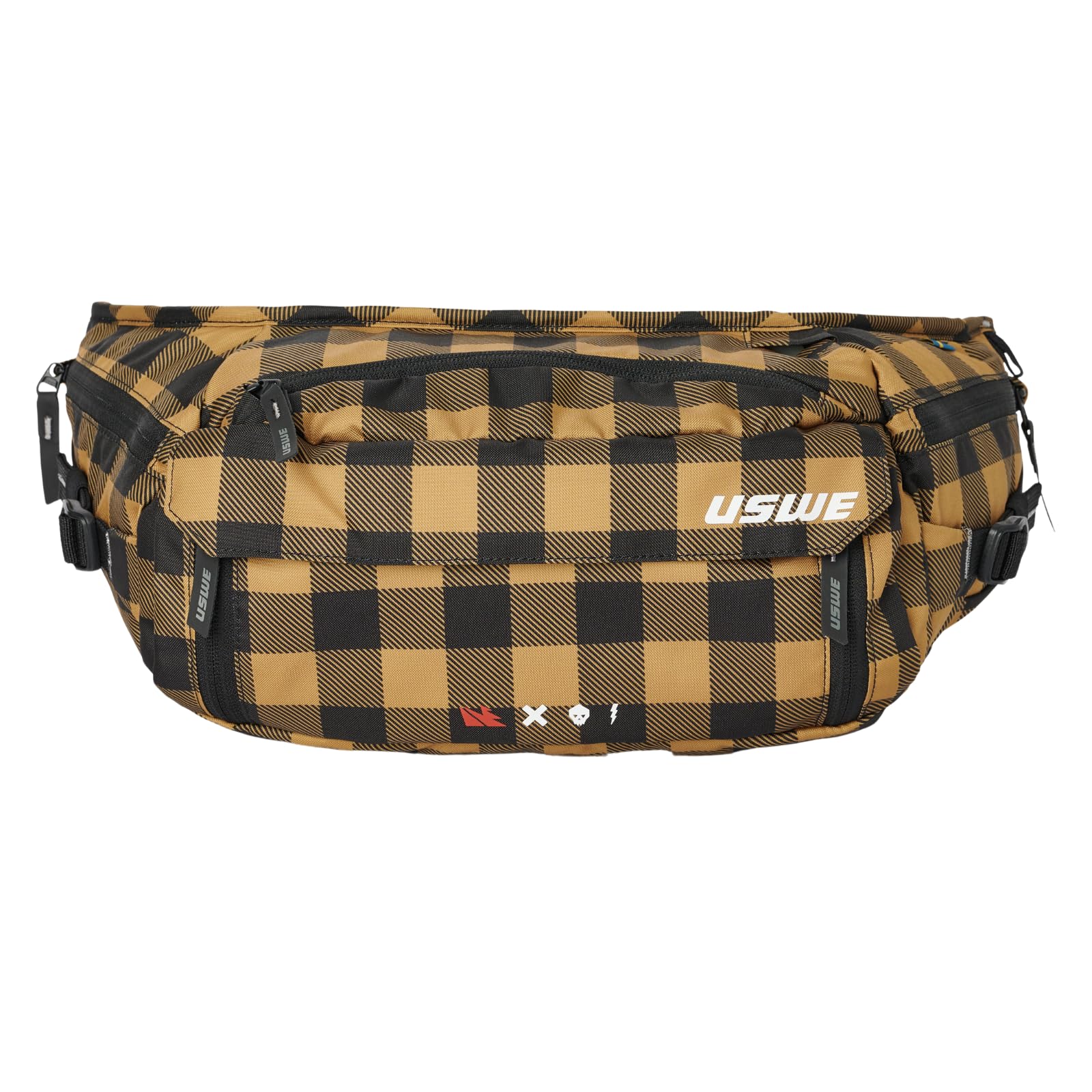 USWE Adjustable Waist Hip Pack Belt, Fanny Pack, Lightweight, Bounce-Free Fit, Zippered Storage Pockets for MTB, Enduro, Hiking, Hydration Bladder Compatible (Not Included), Bronze/Black, 6L US