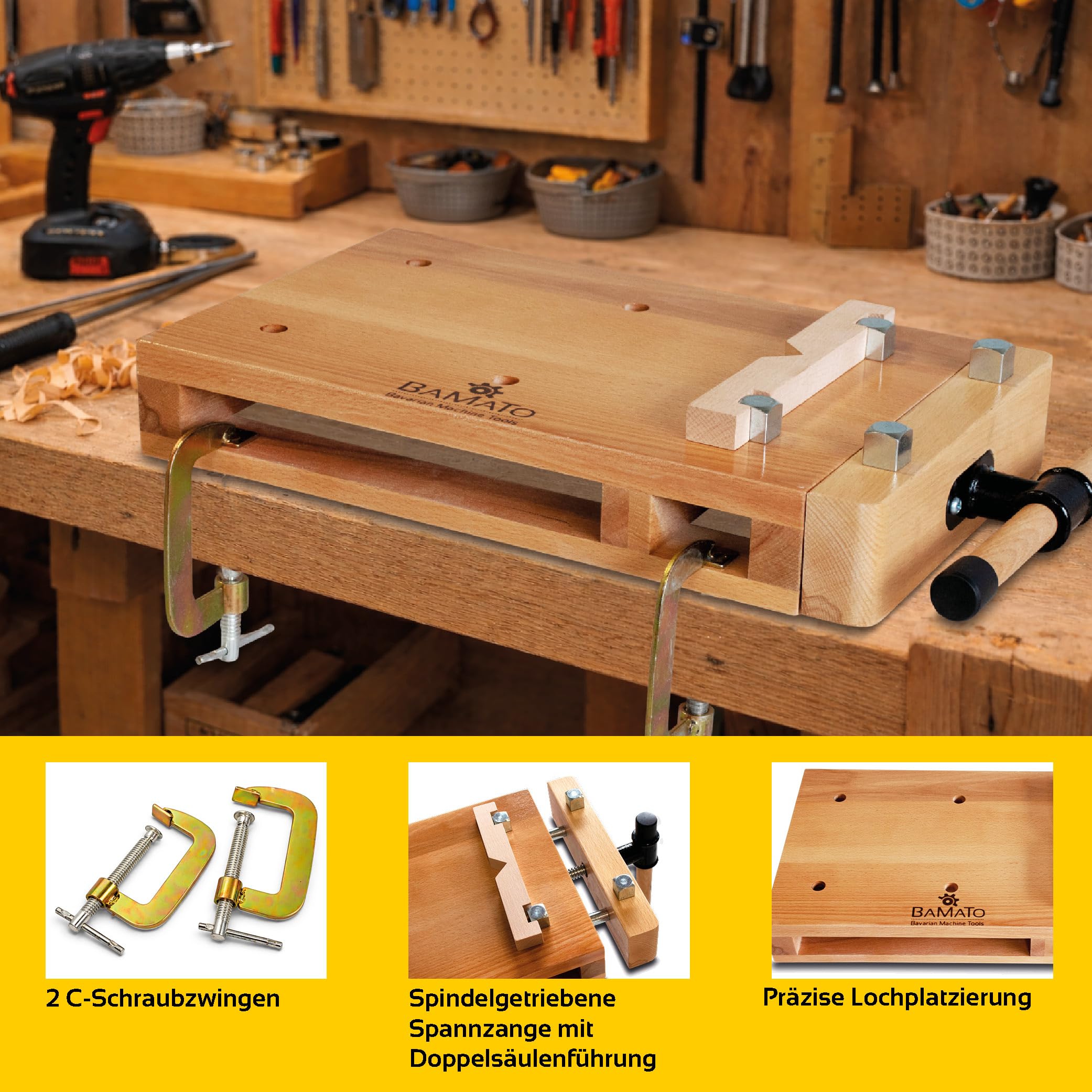 BAMATO Mobile Mini Banco cepillador WORK-530 portátil Banco de trabajo de madera DIY | Banco de madera portátil que ahorra espacio para hobby y artesanía | Opciones de trabajo flexibles y fácil transporte