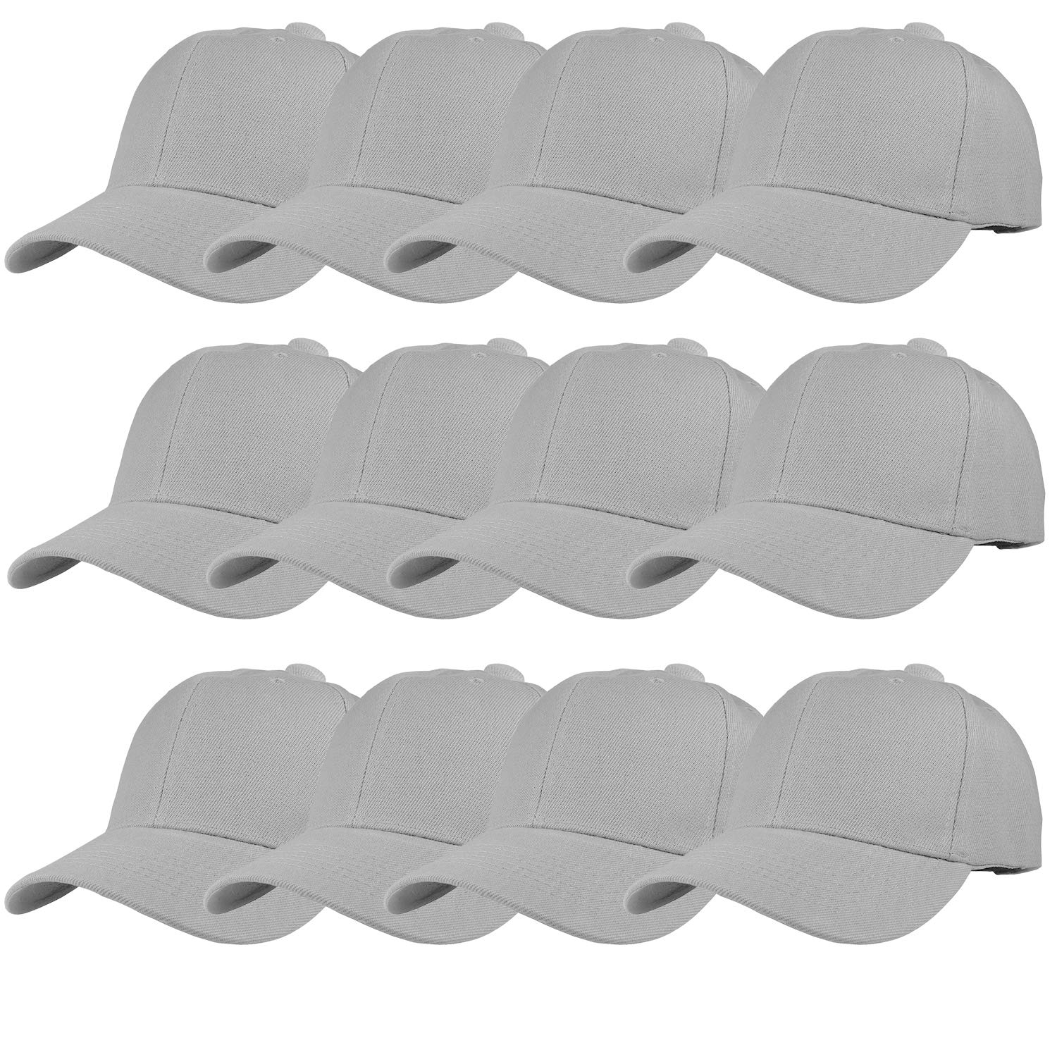 TZ Promise 12 Pack Wholesale Unisex Plain Solid Color Adjustable Baseball Caps Hats
