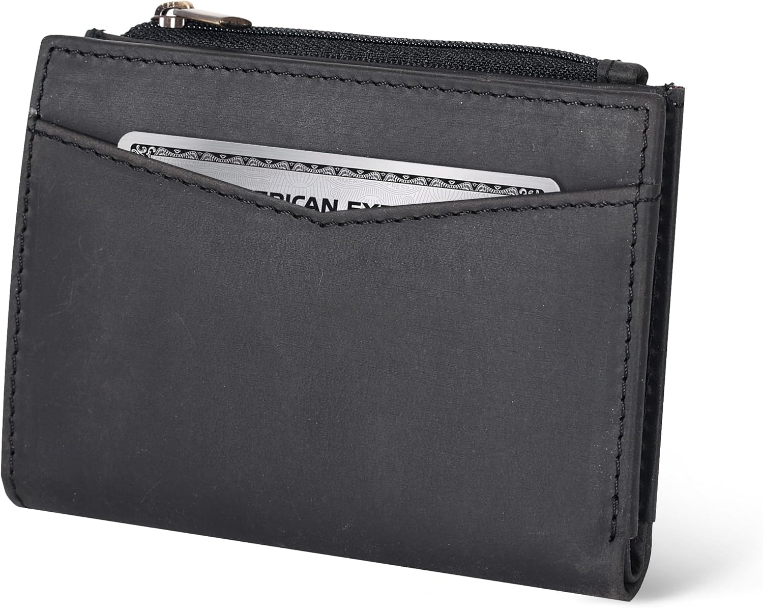 Oak Leathers Leather Wallet For Women - Small RFID Coin Purse Credit Card & ID Holder for Ladies, Gift for Women's, Bifold Wallets (Crazy Horse Black)