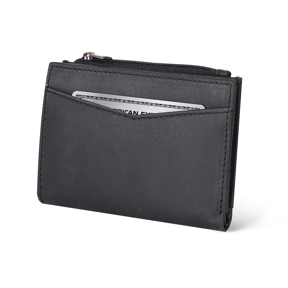 ALPHAHIDE Genuine Leather RFID Blocking Wallet For Women - Compact Bifold With Coin Pocket, Gift Boxed (Black)