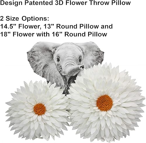 Miniatura 4 de Almohada decorativa de flores  Almohada 3D de flores de margarita, almohada de girasol  Almohada decorativa redonda de 14.5 x 13 pulgadas