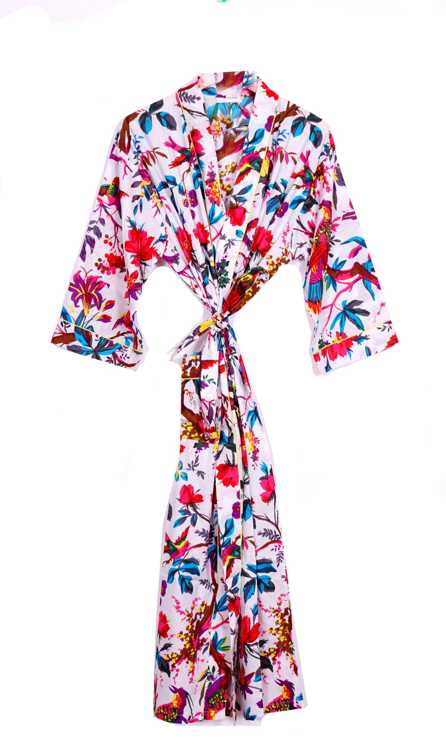 Pure 100% Cotton Robe For Womens Bathrobe Dressing Gown Long sleepwear Free Size Kimono