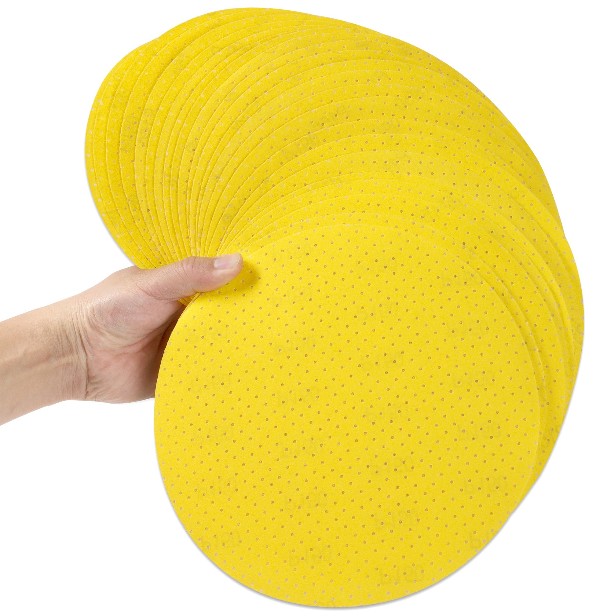 Selead Schleifpapier 225mm Klett Dauerhafte Schleifpads 25 Stück Korn 150 Schleifscheiben Perforiert Schleifblätter Round f. Trockenbauschleifer Schleifgiraffe Deckenschleifer