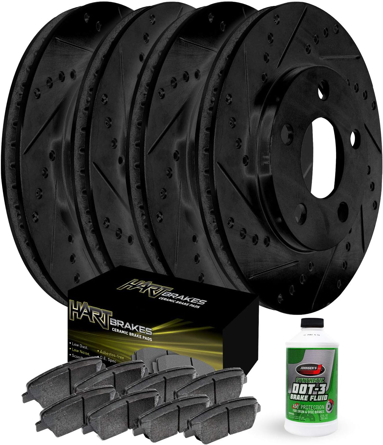 Hart Brakes Front Rear Brakes and Rotors Kit |Front Rear Brake Pads| Brake Rotors and Pads| Ceramic Brake Pads and Rotors |fits 2017-2021 Porsche Macan