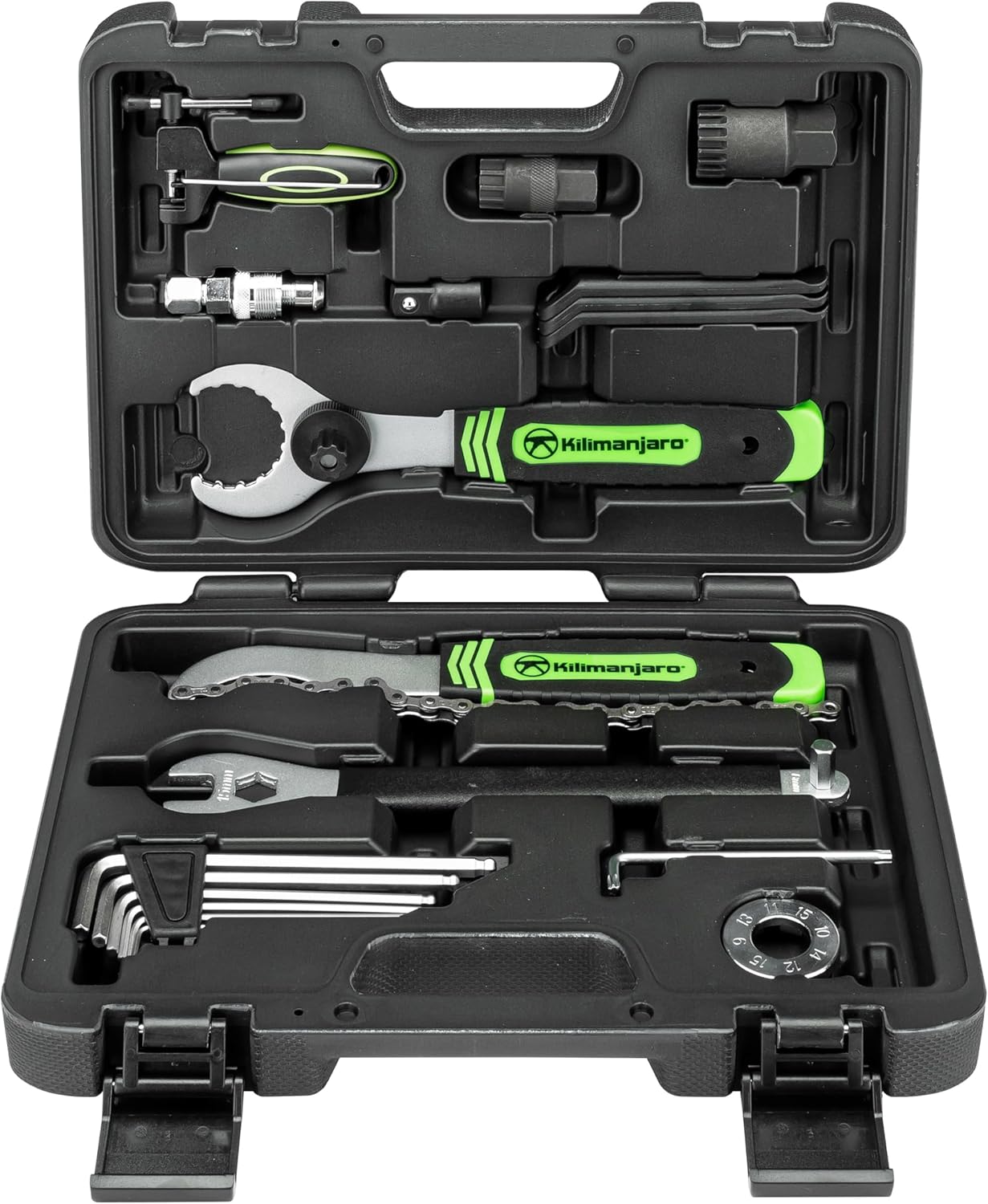 Kilimanjaro Cycle Series 21 Piece Bicycle Repair Tool Kit Set, Spoke Wrench, Tire Levers, Hex Keys, Pedal Spanner, Chain Tools – 910532ECE Kilimanjaro Cycle Series 21 Piece Bicycle Repair Tool Kit Set, Spoke Wrench, Tire Levers, Hex Keys, Pedal Spanner, Chain Tools – 910532ECE