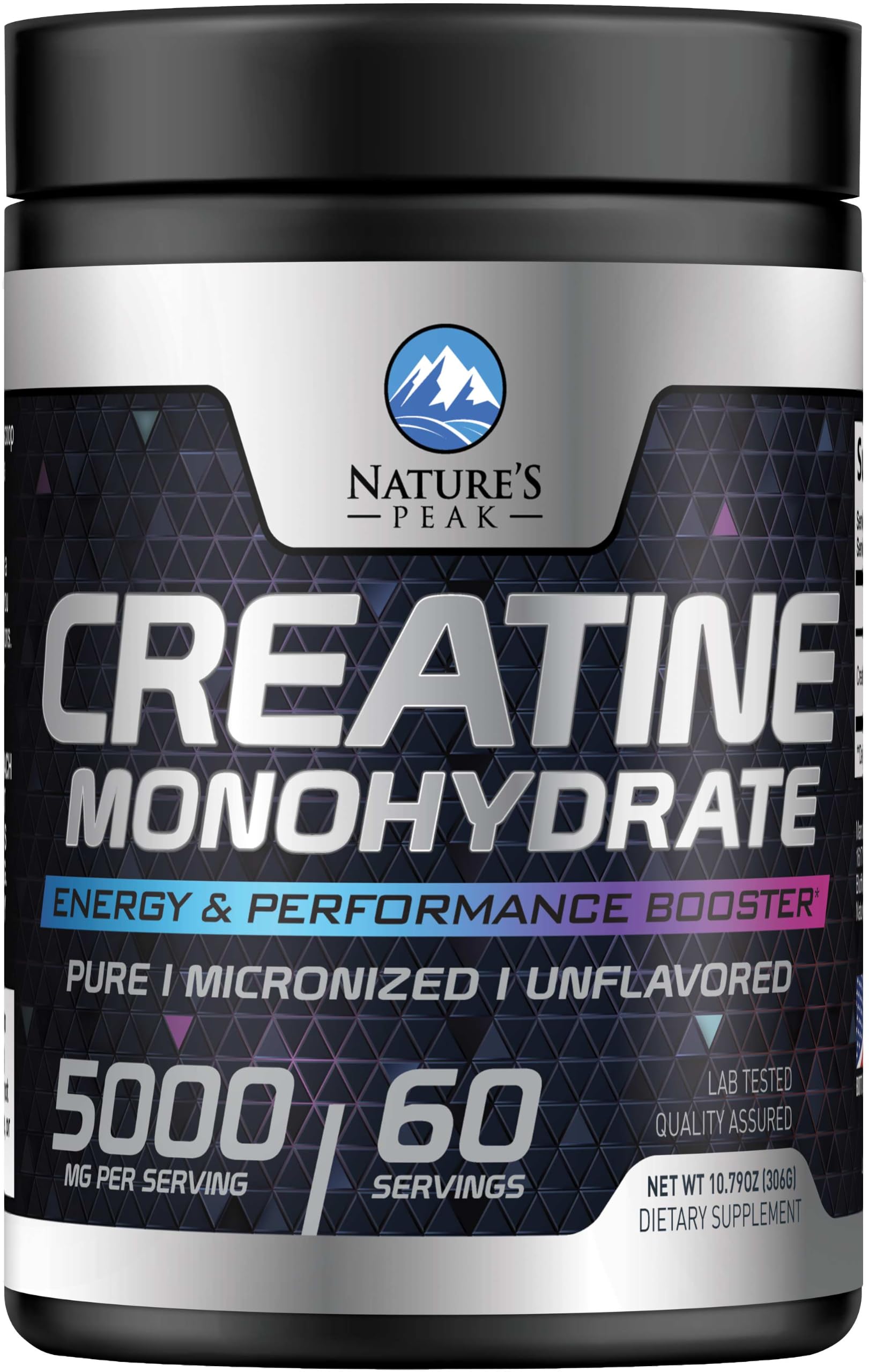Creatine Monohydrate Powder 5000mg - Pure Micronized Creatine Mono 5G Nutritional Supplement - Pre Workout for Energy & Muscle Support for Men and Women, Unflavored, Bottled in USA - 60 Servings