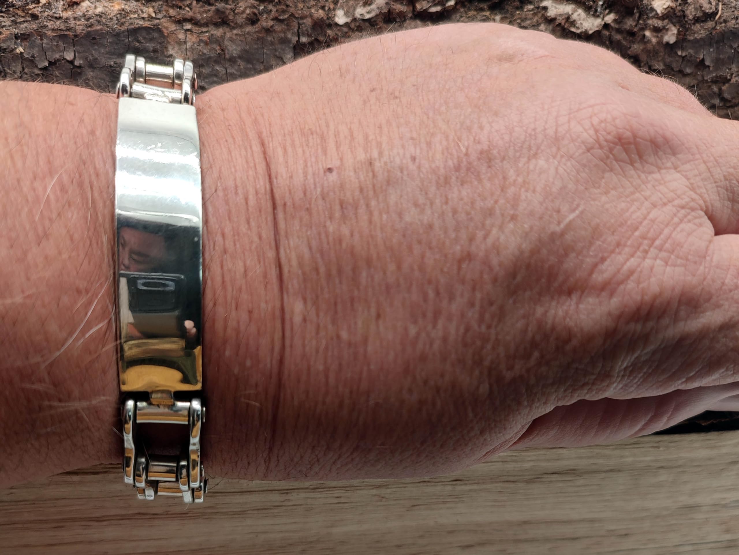 Kiss of Leather schweres Armband aus 925 Sterling Silber Motorradkette Fahrradkette Platte (26.5)