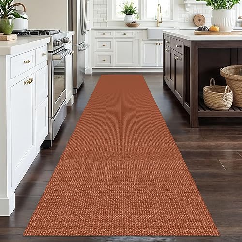 Vista 37 de EARTHALL - Tapete tejido lavable con parte trasera de goma, tapete trenzado de algodón antideslizante para interiores para entrada, pasillo, cocina