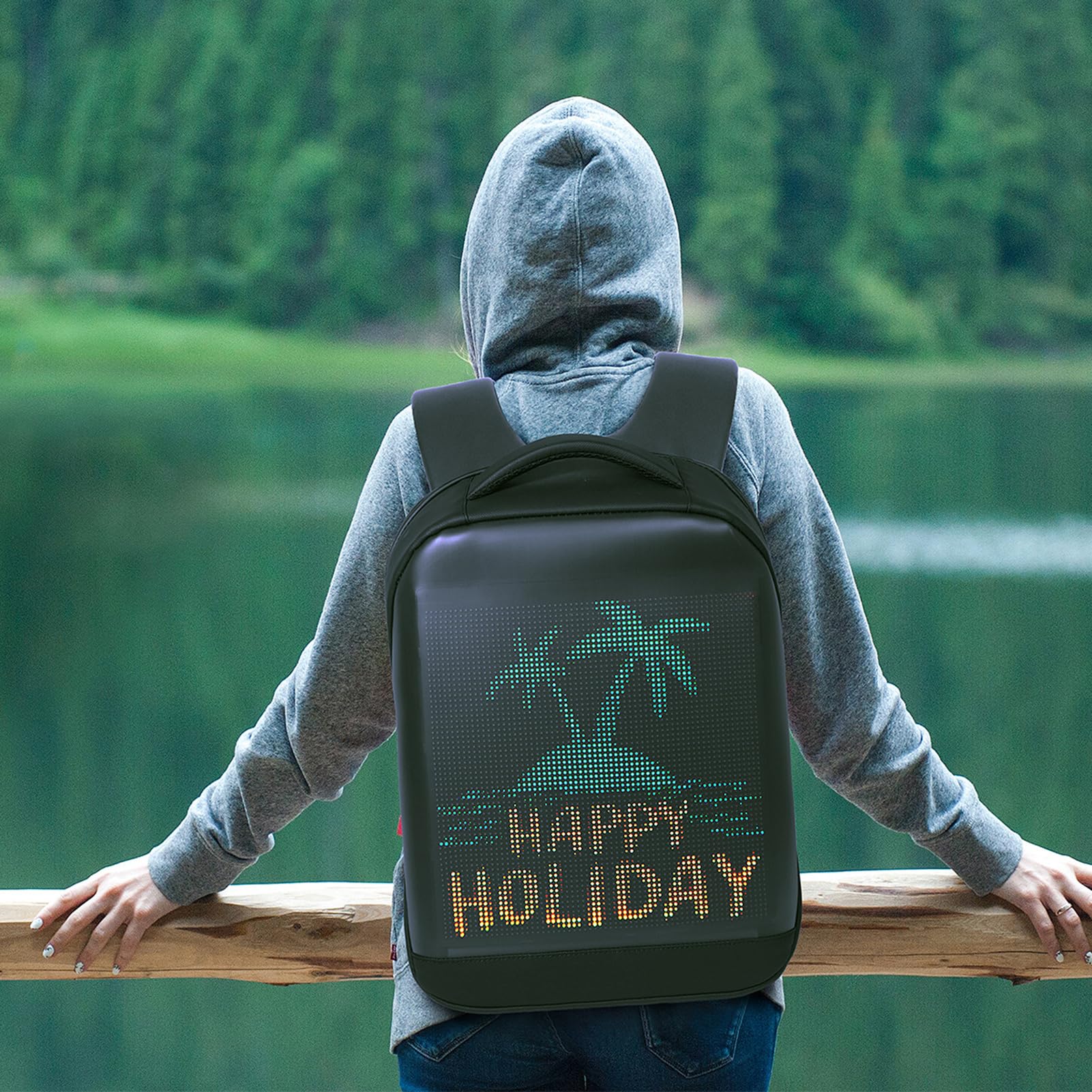 Luocute LED -Rucksack, LED -Motorrad -Rucksack -Rucksack -LED -Werbe -Rucksack -App -Steuer -Rucksack mit Programmierbarem Bildschirm Outdoor Travel