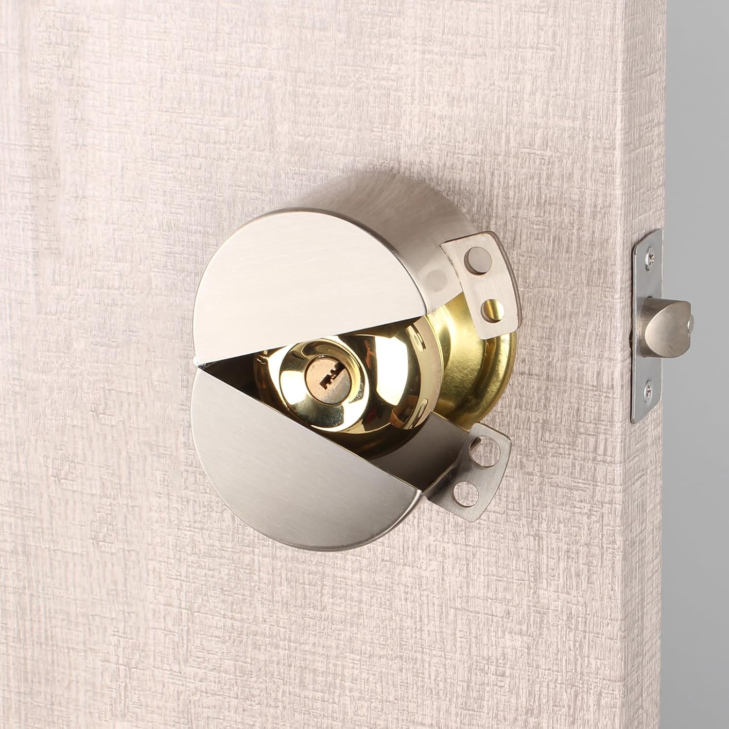 Door Knob Lockout Device Child Safety Doorknob Locking Cover Door Handle Lock,Prevents Access to Keyholes, Turing and Operating Door Knob, Stainless Steel