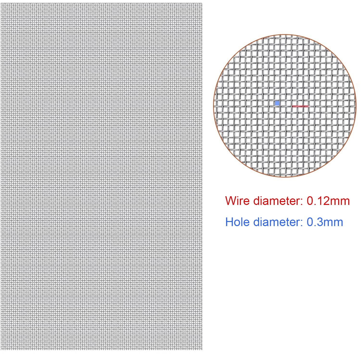 Rete Metallica In Acciaio Inox, 60 Mesh In Metallo Rete A Maglia Fine Per Finestre, Filtrazione E Separazione, Zanzariera Anti-insetto(1x3m)