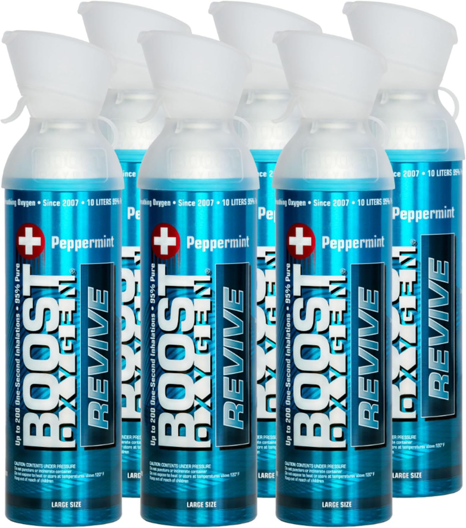 Boost Oxygen Portable Oxygen Cylinder with 95% Oxygen - 54L, 6x9L Oxygen Canister with Oxygen Mask for More Than 900 Inhalations - Portable Oxygen Can, Oxygen for Home use (Peppermint Flavour)