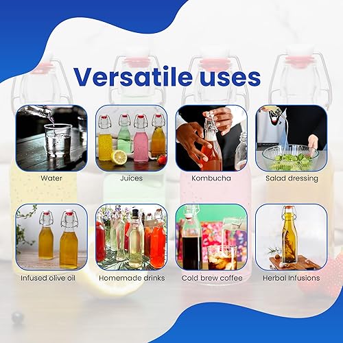 Miniatura 7 de AYL Botella de vidrio abatible 9 onzas líquidas Paquete de 8 - Botella de vidrio con tapa abatible para kombucha, kéfir, refrescos, cerveza, jugo,