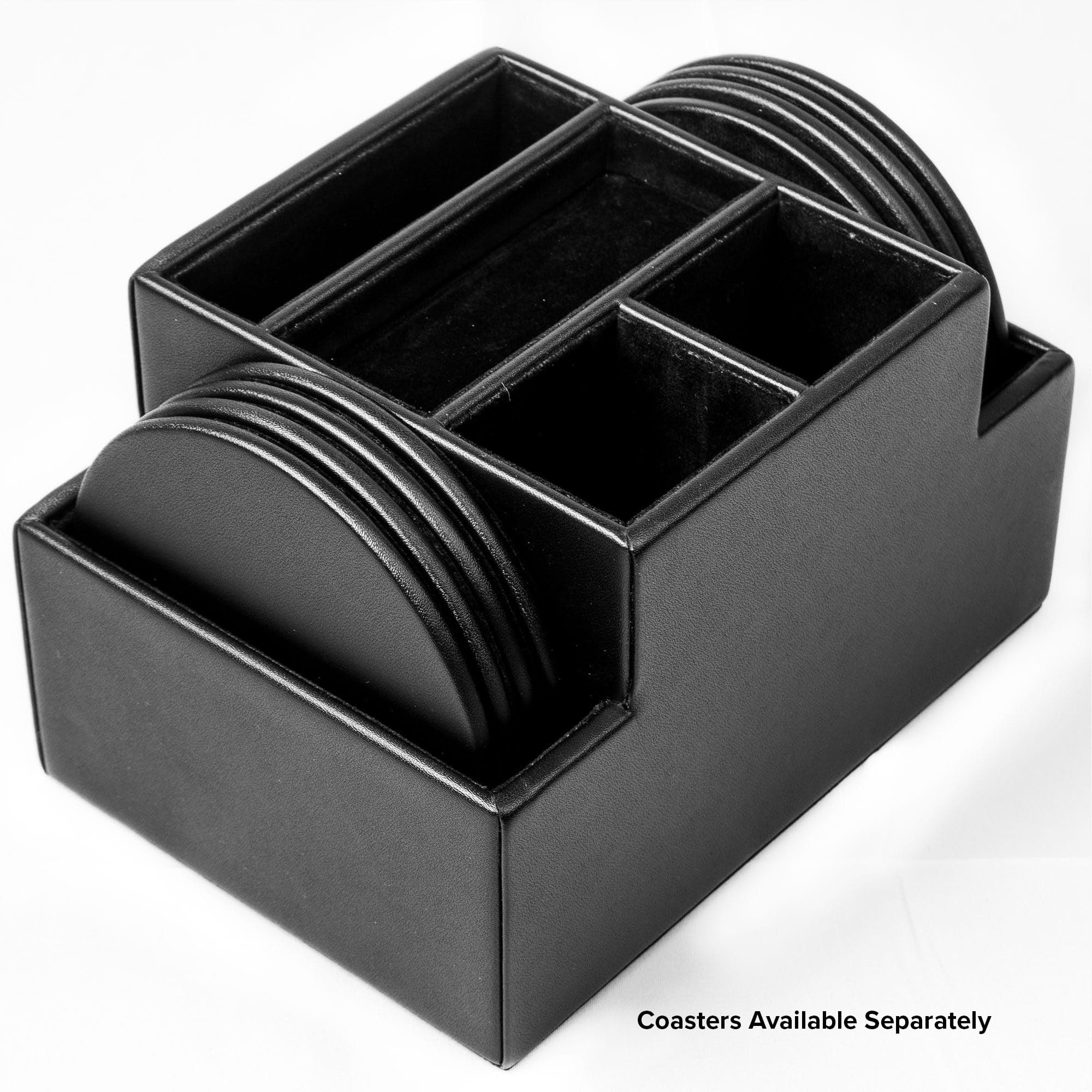 Dacasso Organizer na biurko, skóra, czarny, 15 cm x 10 cm x 10 cm