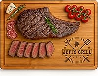 Personalized Bamboo Grill Cutting Board for Dad, Husband, BBQ Masters - Custom Engraved, Juice Groove, Reversible Father's Day Gift