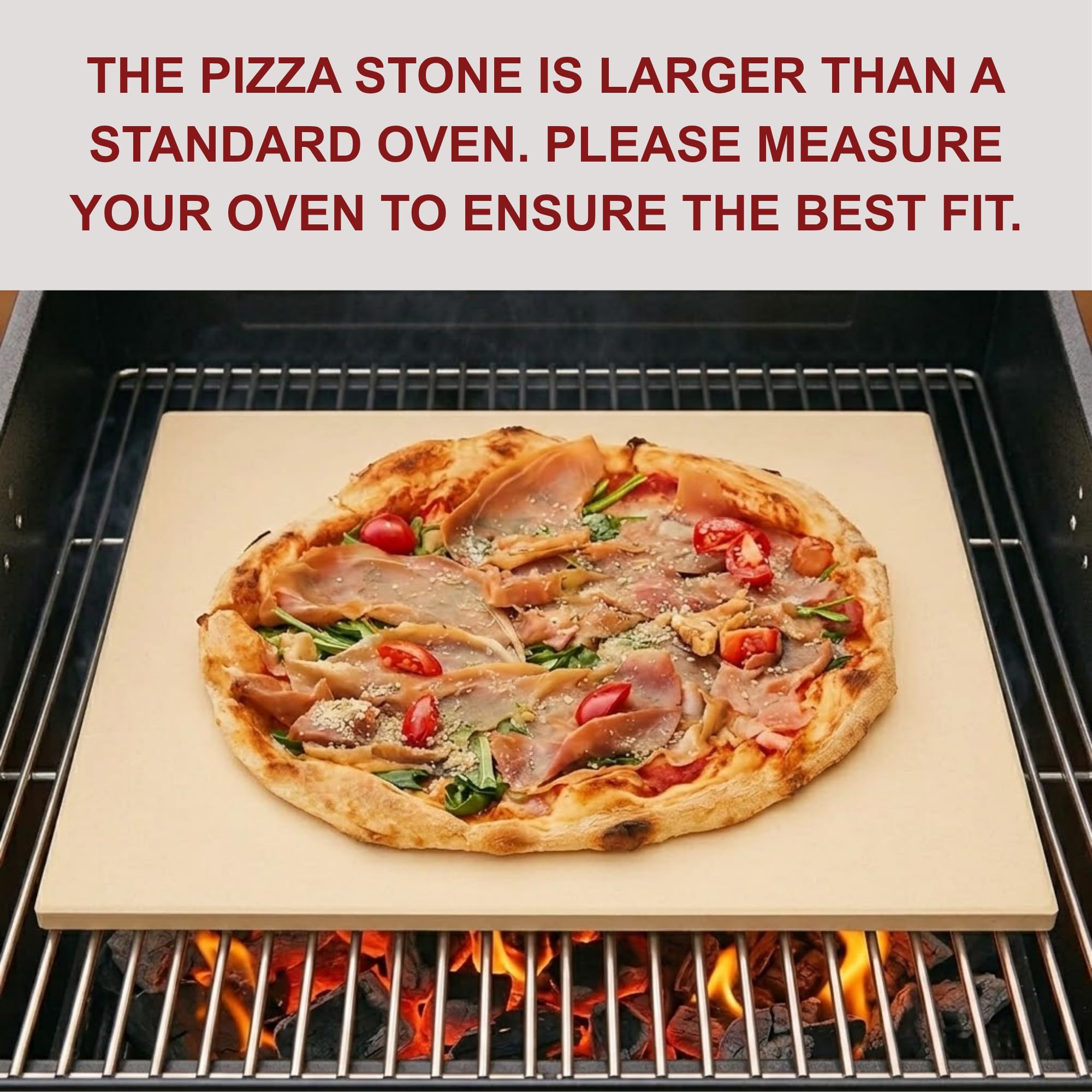 Extra großer Pizzastein 55,9 cm für Grill – 55,9 x 40,6 cm Pizzastein für Grill-, BBQ- und Backbegeisterte – langlebiger Cordierit-Backstein für Brot, Kekse und handwerkliche Kruste