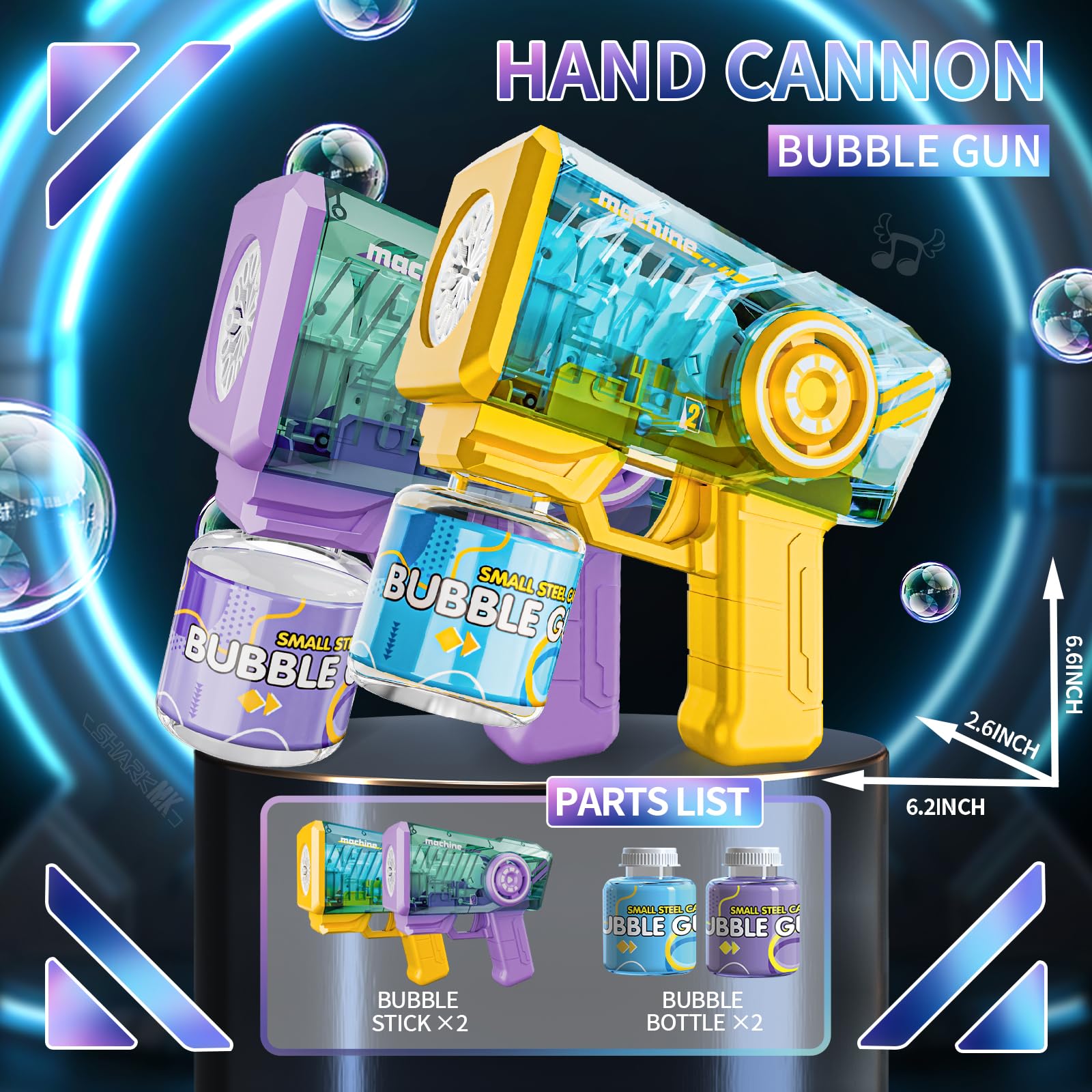 2 Pcs Automatic Bubble Gun, with 2 Bottles of Bubble Solution, Bubble Gun 5000+ Bubbles Per Min Bubble Maker Outdoor for Party - Image 2
