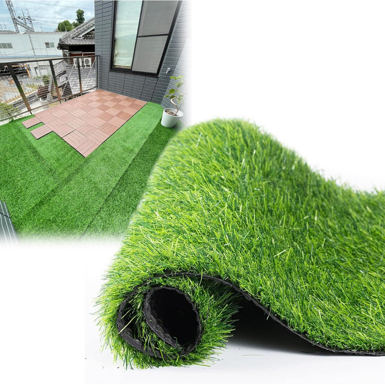 Amazon.co.jp: 人工芝 ベランダ 芝生 マット、天然芝の質感、リアルな