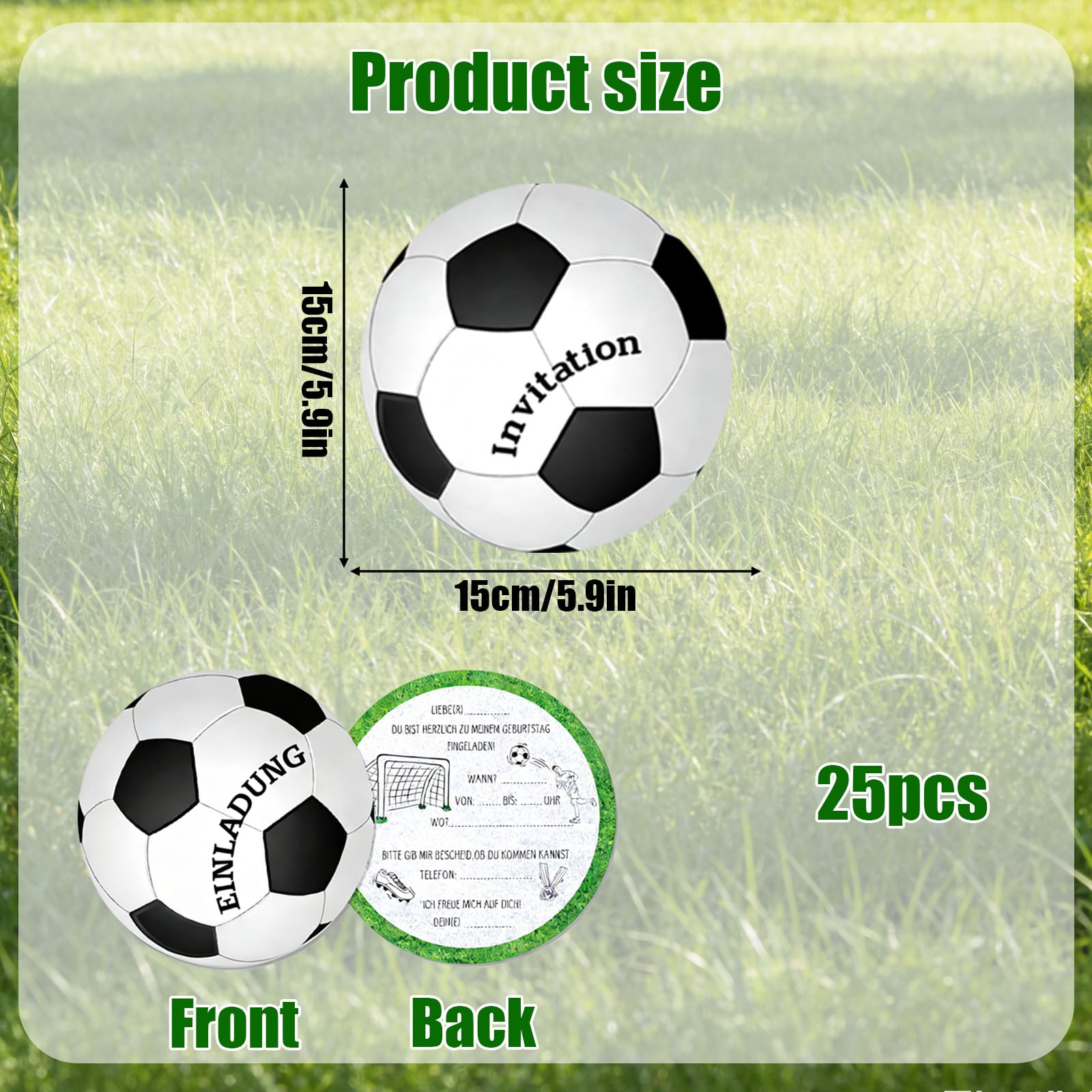 Inviti Compleanno Bambino Calcio 25 Pezzi Biglietti Invito Festa Tema Sport 15 cm