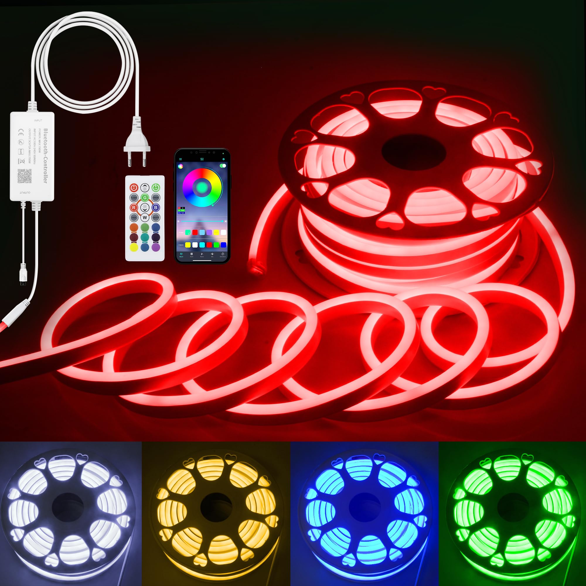 ALITOVE 25M RGB Neon Streifen 230V LED Outdoor Strip mit APP/Fernbedienung IP65 Wasserdicht Flexibel Lichtschlauch Musik Sync für Home Spielzimmer Innen- und Außendekoration