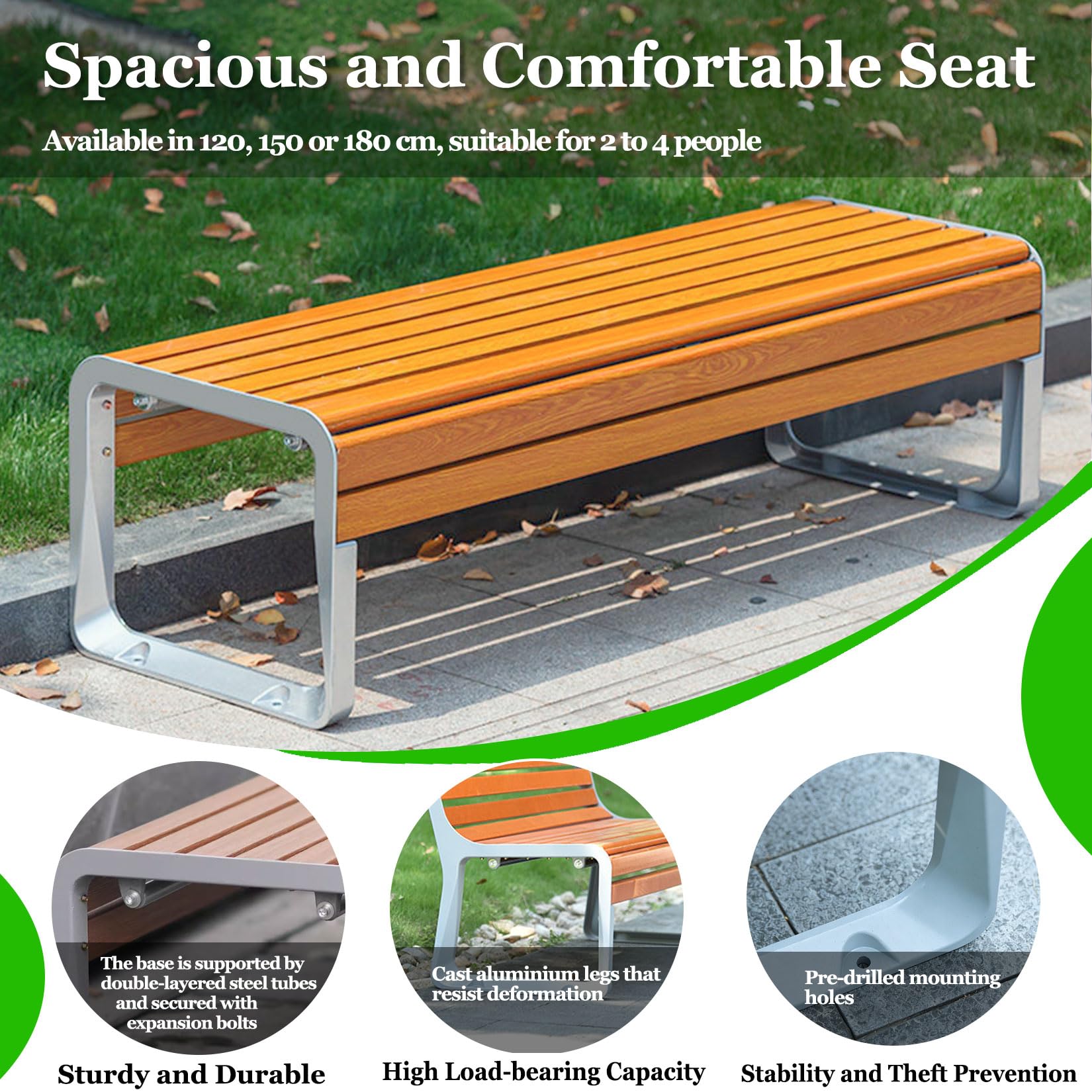 Panchina da esterno resistente alle intemperie 2 3 posti 120 cm sedile da giardino facile da montare patio pelliccia blu Loveseat per terrazza e Ln perfetta per rilassarsi all'aperto