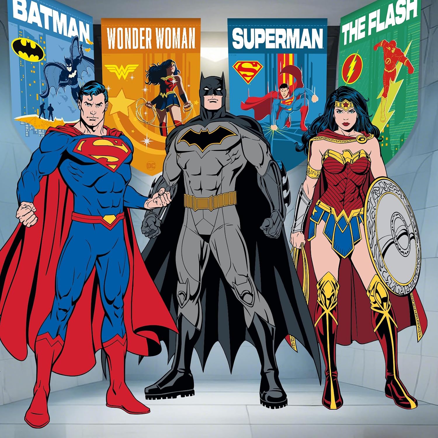 Heroes League Wall Banners, Set of 4 Super Heroes Flags Hanging Flags Banner, Indoor or Outdoor Party Decoration (4pcs-Style 2)