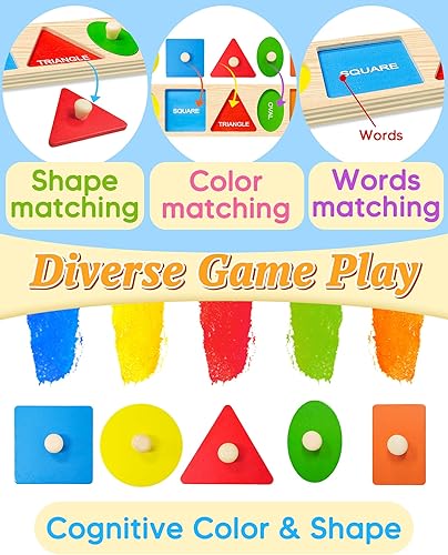 Miniatura 3 de kecristv Juguetes Montessori para niños de 1 a 2 años, clasificador de formas de madera para niños pequeños de 1 a 3 años, juguetes para niños de 1
