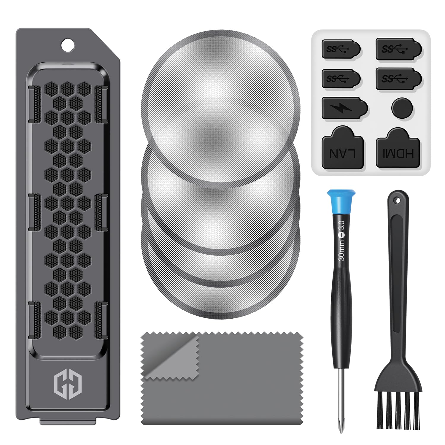 GRAUGEAR Set di Protezione Antipolvere I Filtro Antipolvere per Ventola & Copertura per SSD Raffreddamento per PS5 Slim & Pro [PS5 Care] Protezione Porte & Ventole dalla Polvere I Protezione SSD M2