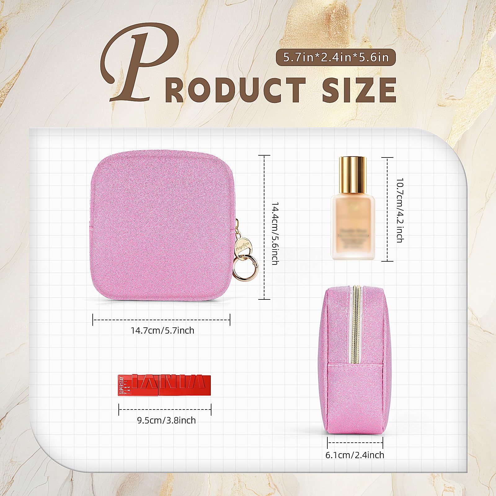 Beauty Case da Viaggio Trousse Trucchi Donna Pochette in Pelle Brillantini Borsa per Cosmetici Organizer Borse Makeup Trucco Organizer Portatile Accessori Viaggio per Ragazza Donna Compleanno(Rosa)