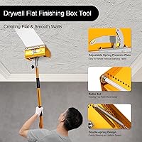 Vista 2 de Herramientas profesionales de 9.8 "para paneles de yeso, juego de caja de acabado plano con mango extensible de 40 a 64 pulgadas, masilla