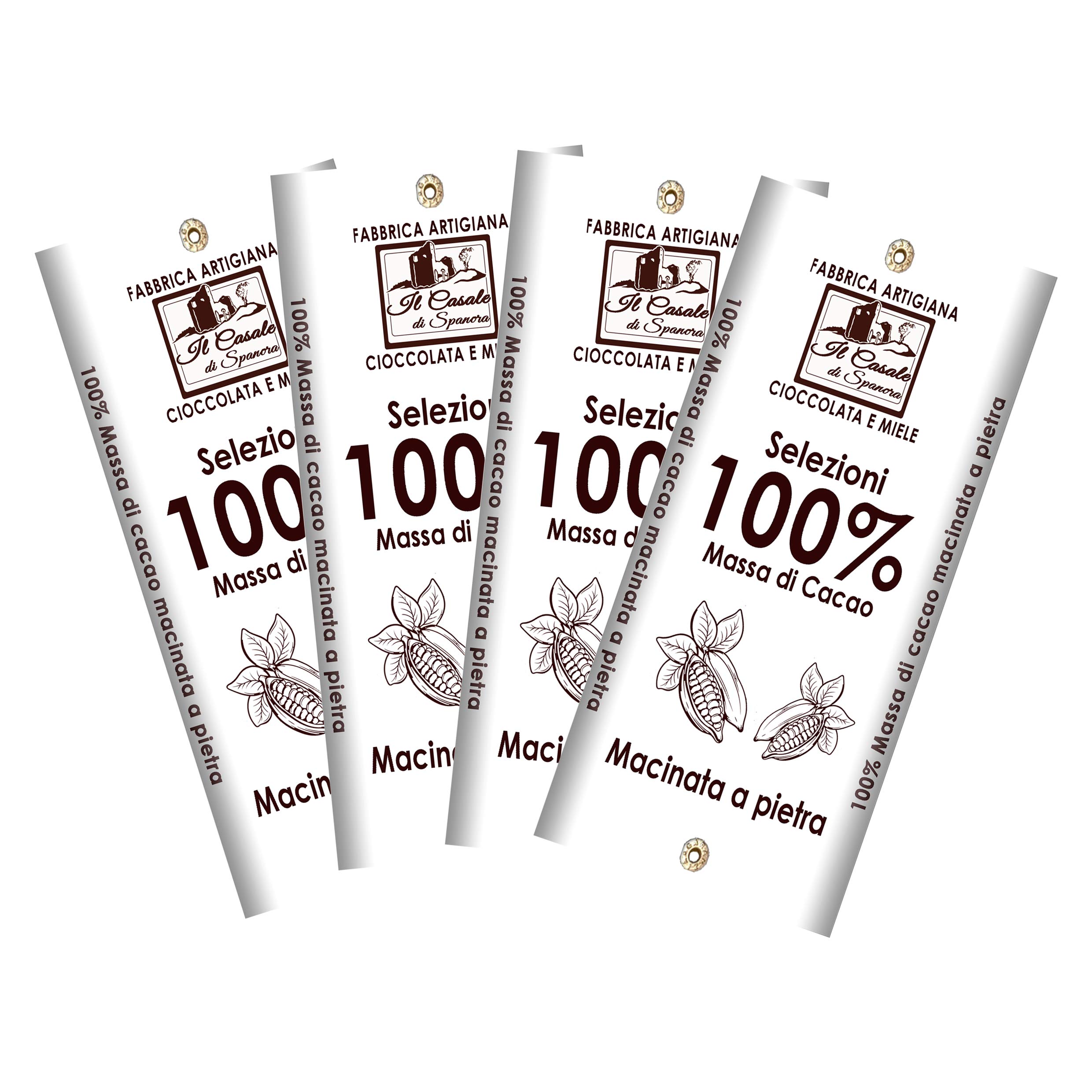 Set Tavolette MASSA DI CACAO 100% - 4pz da 95 gr (380gr)- Cioccolato Fondente 100% Artigianale MADE IN ITALY - Il Casale Di Spanora