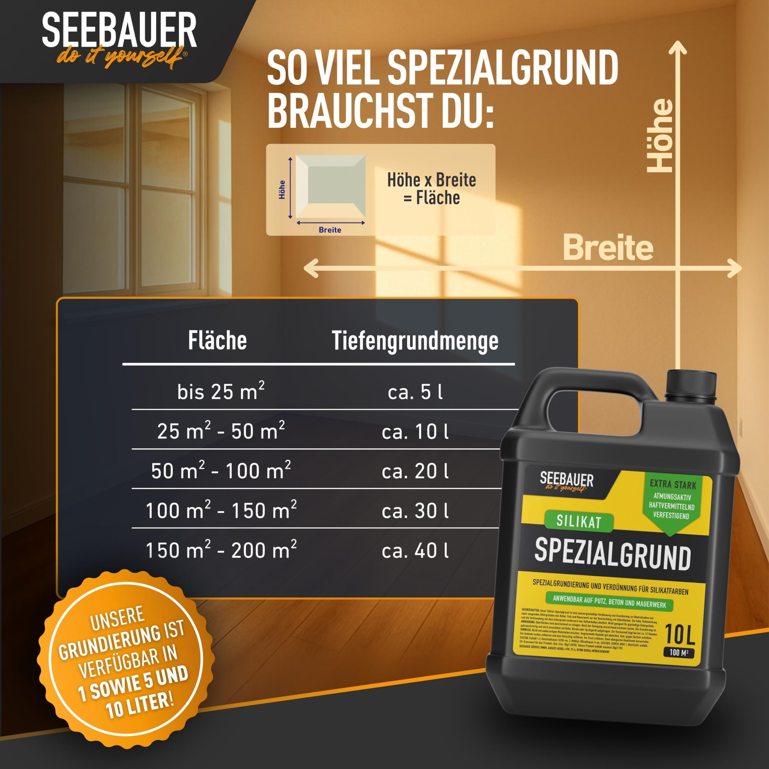 Spezial-Silikatgrund 10L - Grundierung und Verdünnung für Silikatfarben im Innen- und Außenbereich