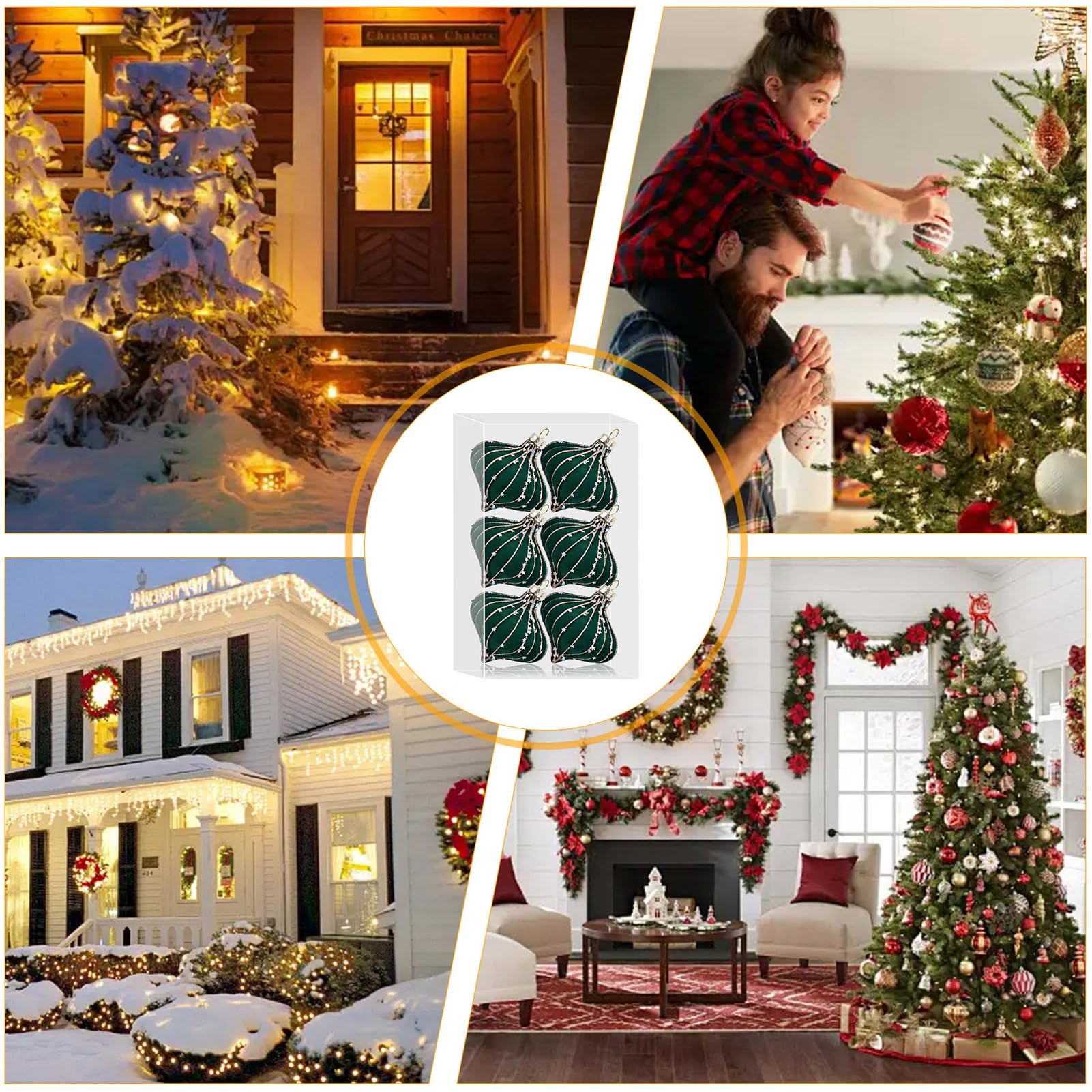 Pallina in velluto colore verde con decori oro per albero di Natale decorazioni natalizie / Default Title | Leroy Merlin