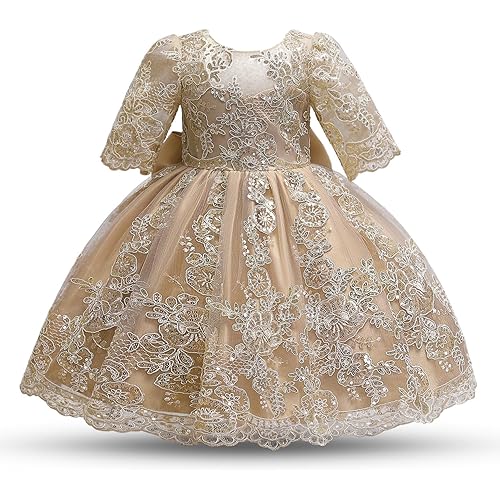 NNJXD Girls' Tulle Flower Princess Wedding Dress for Toddler and Baby Girl