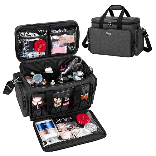 BAFASO Large Makeup Bag with Removable Dividers (Black)