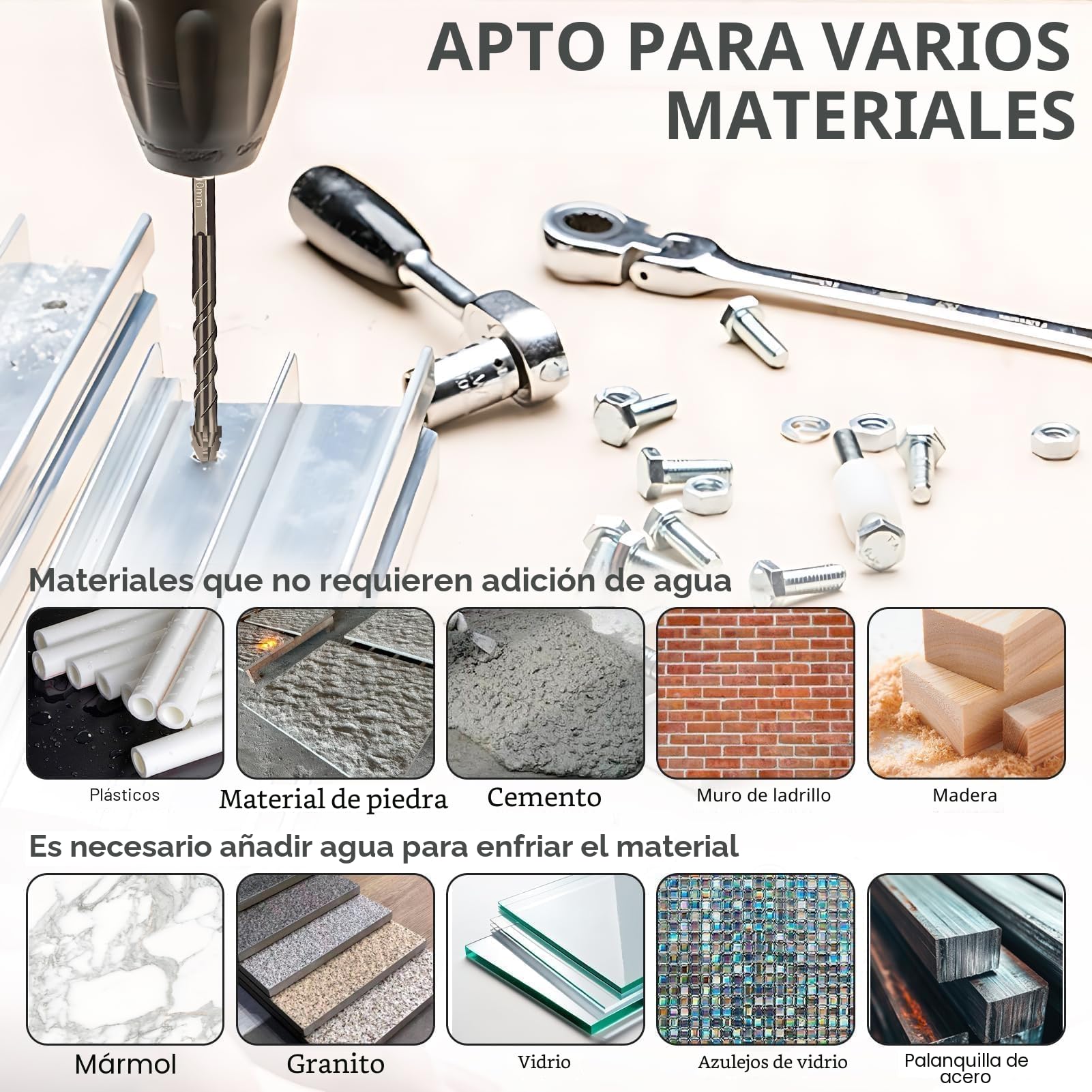 6PCS Brocas Porcelanico, Juego de Brocas Profesional 4/5/ 6/8/ 10/12 mm Broca para Azulejos Aleación de Acero de Tungsteno para Vidrio, Hormigón, Cerámica, Metal, Madera