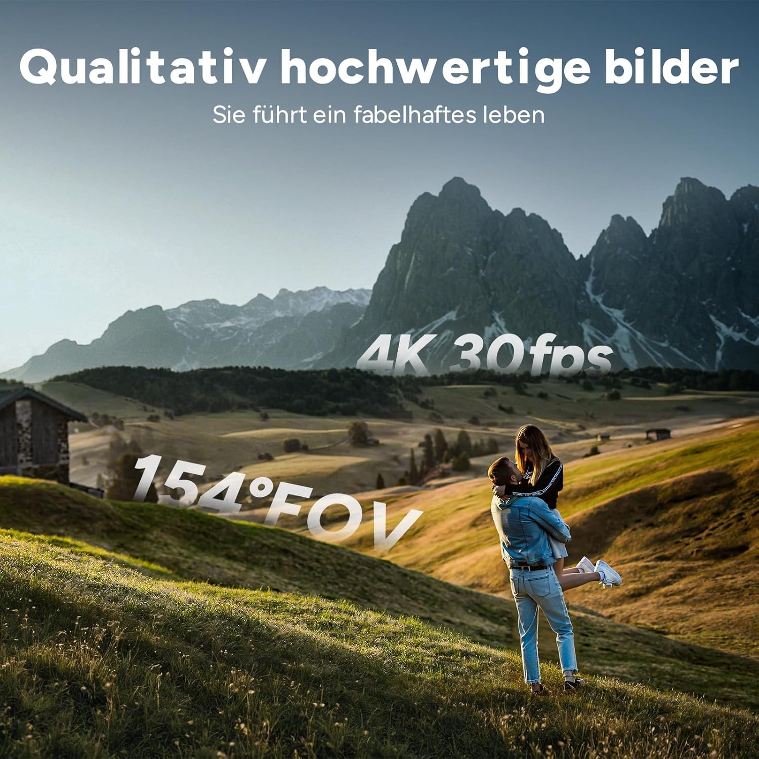 SJCAM C300 Vlog Kamera 4K(64GB),7 Stunden Akkulaufzeit,6-Achsen-Stabilisierung,Dual-Touchscreen,154° Weitwinkel,30M Wasserdicht,Action cam mit Zubehör-Kits Geschenke,Schwarz