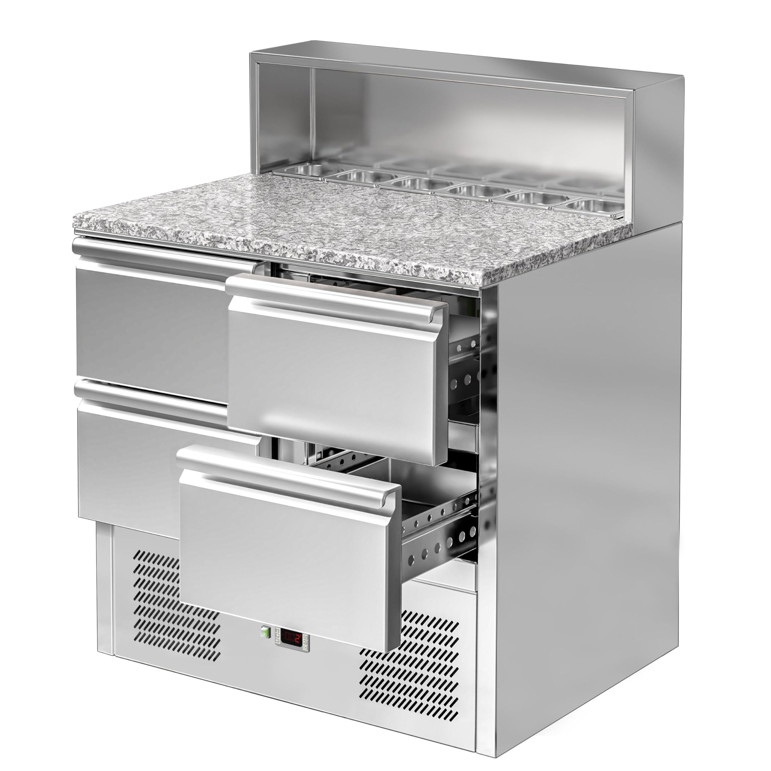 GGM Gastro | SAG97GND#2#SBG1212#07 | Saladette ECO - 903mm - 4 Schubladen - mit Edelstahlaufsatz für 5x GN 1/6