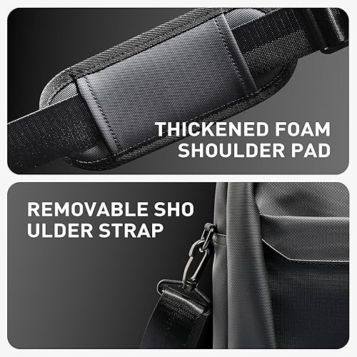 Miniatura 8 de Mark Ryden - Bolsa para laptop de 15.6 pulgadas, maletines impermeables para hombres, bolsa cruzada de hombro con asa para viajes, oficina, negocios