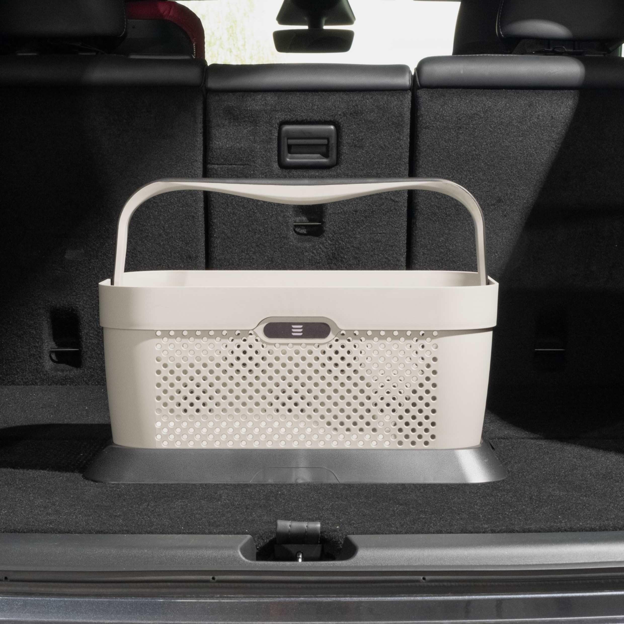 TESLA BASKET by RATI für Tesla Model Y & Model 3 – Smarter Auto Korb zum Einkauf & Outdoor-Aktivitäten, mit Befestigungsadapter zum Kofferraum, rutschfest und Stabil während der Fahrt - Grau
