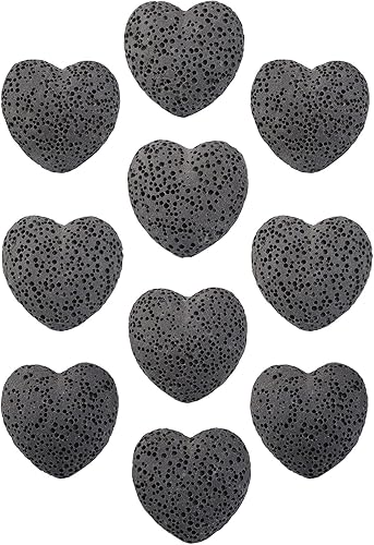 SUNYIK Juego de difusor de aceites esenciales de aromaterapia con forma de corazón hinchado de piedra de lava y piedra de bolsillo, 1 pulgada, color