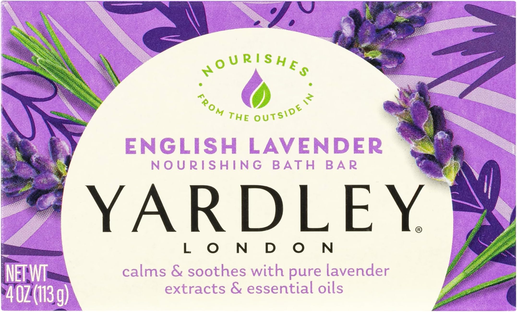 Yardley London English Lavender Naturally Moisturizing Bath Bar, 4 ounce