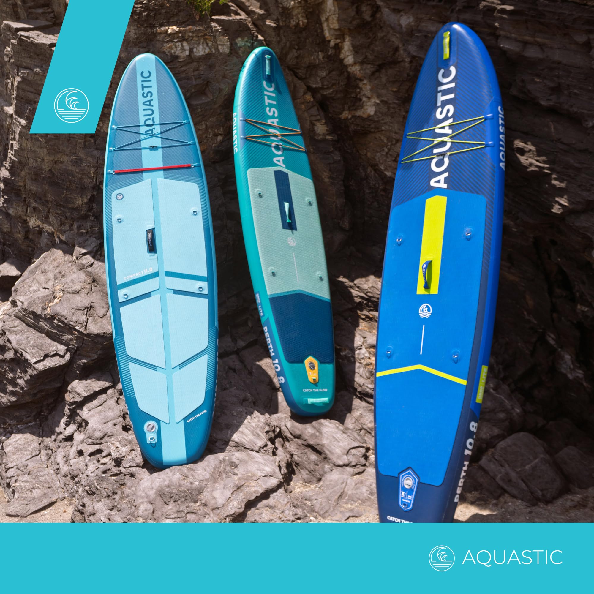 AQUASTIC Perth 10'8" Sup Board Set – Juego Completo con Remo, Asiento de Kayak, Correa de 300 cm, Bomba, Mochila, Drop Stitch Lite, Estable y Resistente, para Principiantes y avanzados