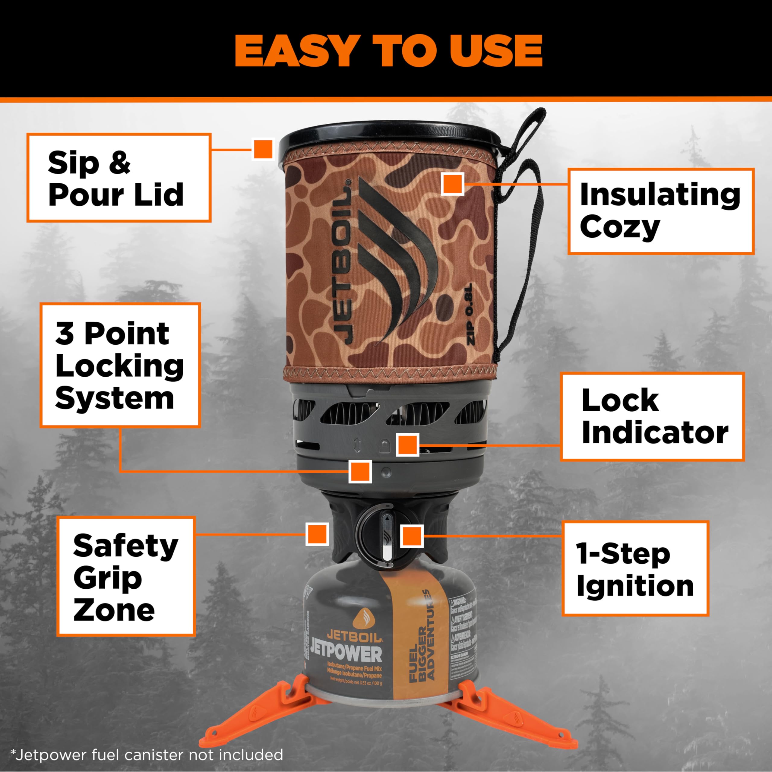 Amazon.com: Jetboil Zip 0.8L Portable Fast Boil Stove with Easy