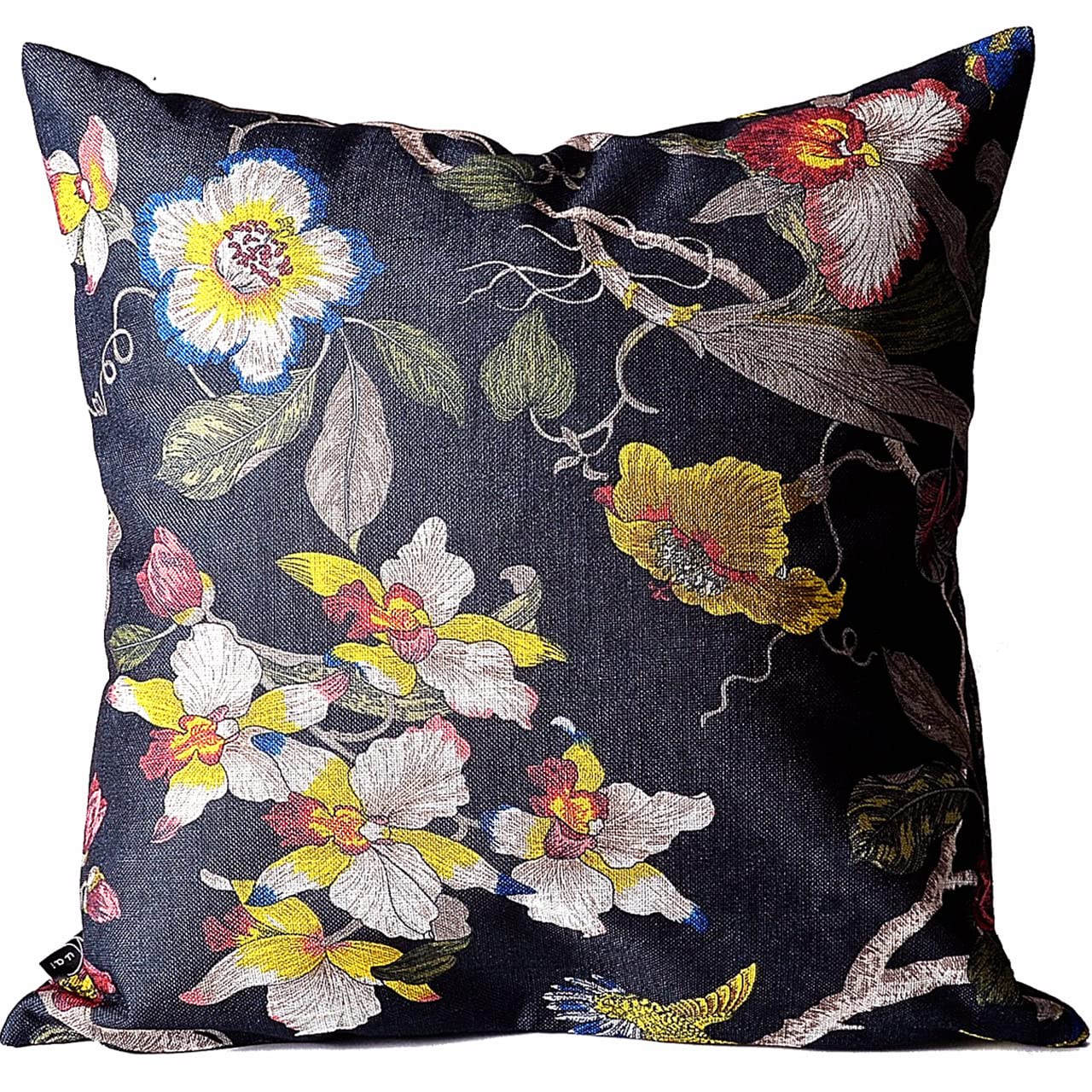 花モチーフ クッション 45cm 高級サテンコットン クッションカバー 花柄 アニマル 45×45cm