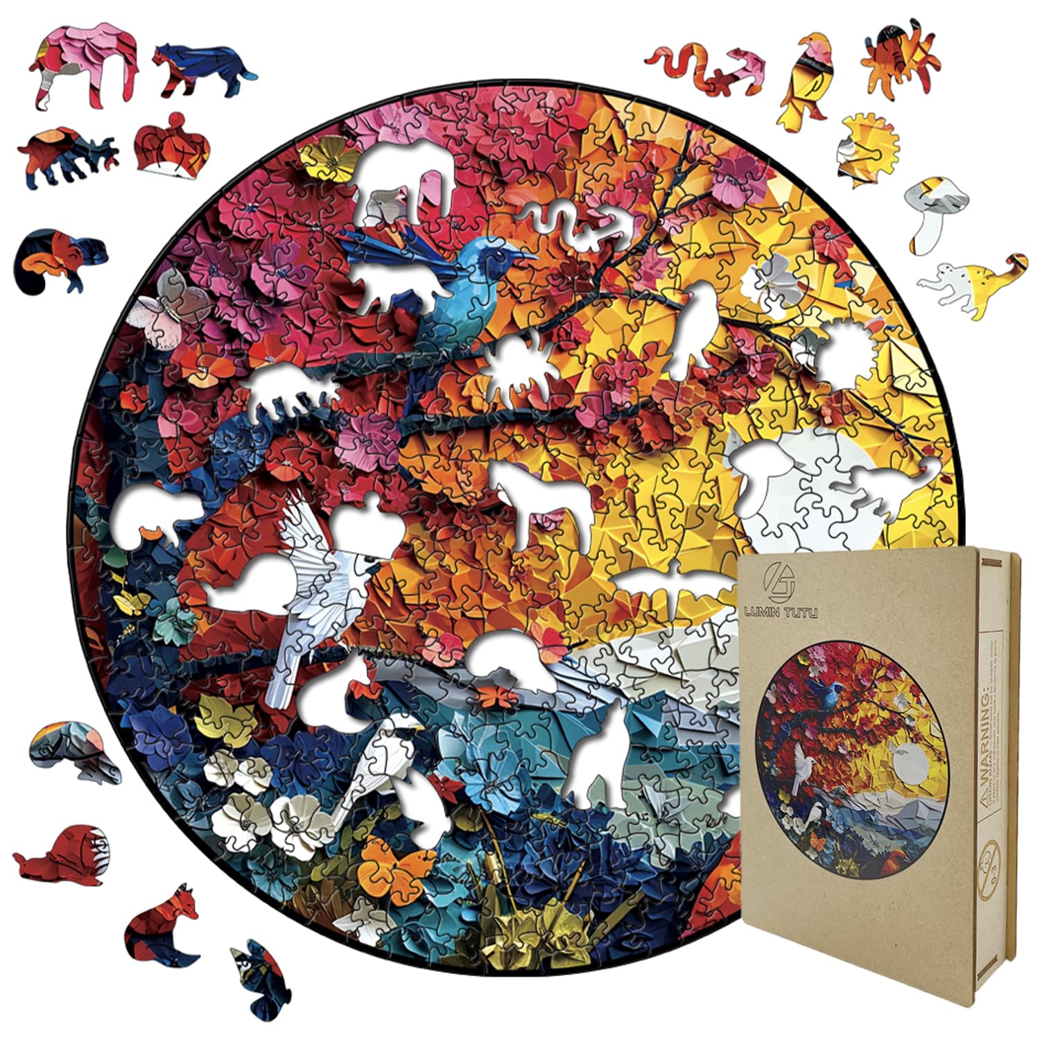 Holzpuzzle Für Erwachsene – 200+ Teile, 29x29 Cm, Mit Holzbox, Drachen-Motiv – Für Dekoration & Entspannung