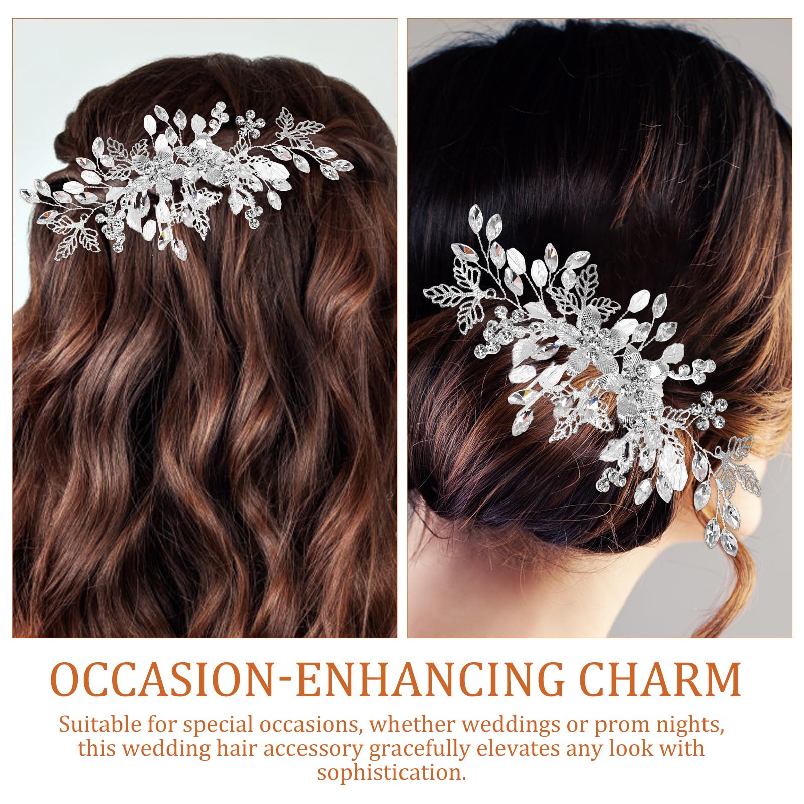 Silver Rhinestone Crystal Floral Hair Clip Pin Comb Wedding Bridal Headpiece 10 Piece Wedding Rhinestone Hair Comb Set - Bridal U Shaped  main image 2